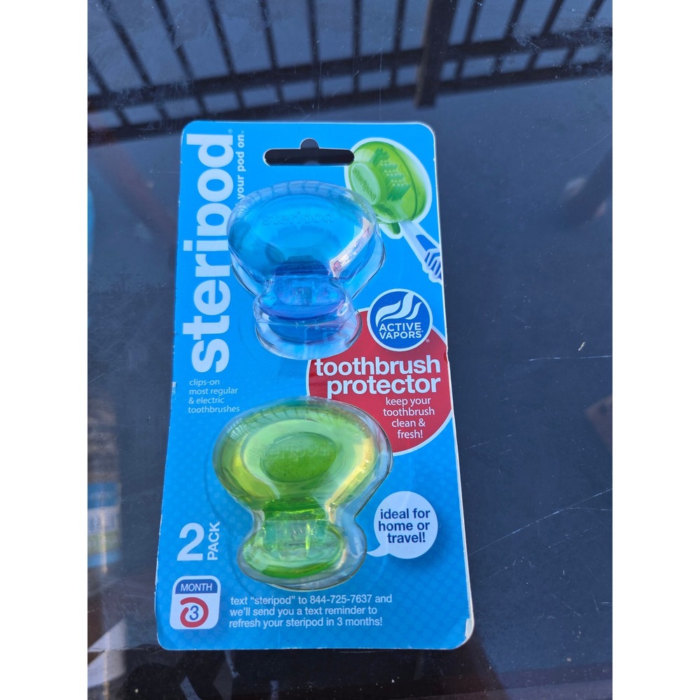 Steripod Toothbrush Protector 2-Pack Clip-On Covers 3 Sets Total 6 Pods Multi